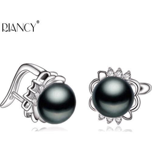 Fashion Natural freshwater black Pearl clip earring Jewelry for Women wedding gift