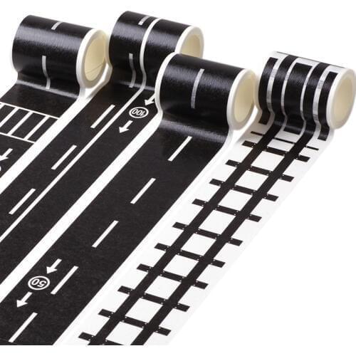 Hand DIY Railway Road Stickers Creative Traffic Road marking Label Washi Adhesive Tape For Kids Toy Cars Scrapbooking Stickers