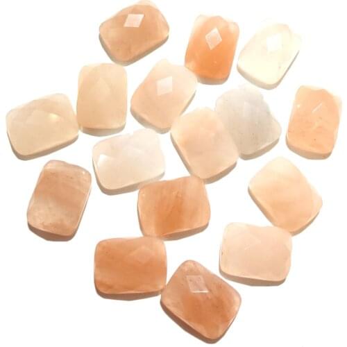 Natural Stone Sunstone Cabochon Beads Faceted rectangle No Hole Loose Beads For jewelry making DIY Ring necklace accessories