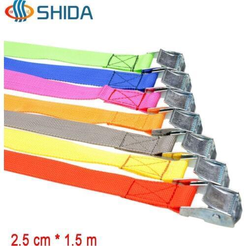 5 pcs 2.5 cm * 1.5 Meters Metal Cargo Lashing Polypropylene Webbing Strap, Hold Ratchet Tie Down with Cam Buckle Winch Strap