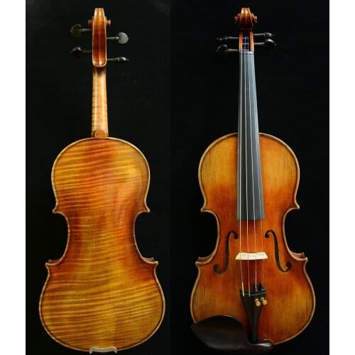 Actual Photo Rare Violin Stradivari Violin Model 1-P Broad Flame Maple Back&Scroll