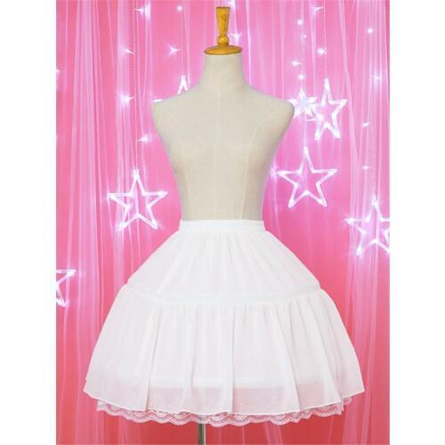 Chiffon Lolita Petticoat Layered Ruffles White Lolita Pettiskirt Girls Mini Cake Skirt