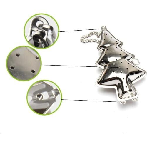 100pcs Christmas Tree Shaped Tea Infuser Stainless Steel Tea Strainer Reusable Loose Leaf Tea Coffee Filter