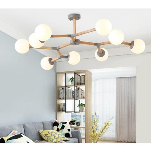 Modern Wooden Chandeliers Light Nordic Dining Room Kitchen Light Led Pendant Chandelier Hanging Lamp For Bedroom Avize Lustre
