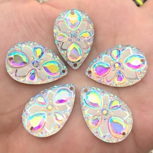 Tear drop Flatback Resin Rhinestone crystal Resin Strass DIY Wedding decorate Hand Mad Crafts 20*30mm 12pcs -14T03