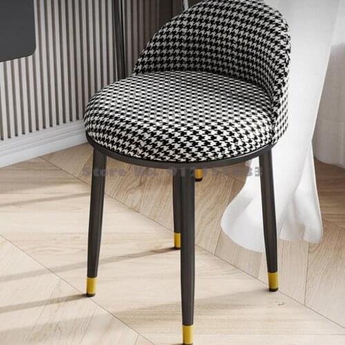 Houndstooth light luxury dressing stool modern minimalist bedroom makeup stool Nordic ins girl princess stool soft bag chair