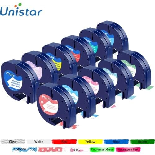 Unistar Tapes 12mm Compatible for Dymo Letratag Printer Plastic tape 12267 18769 18771 91201 91331 91221 Label tapes for LT-100H