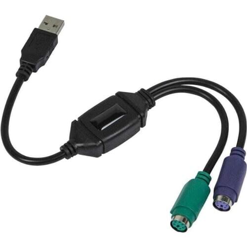 2-in-1 PS/2 Keyboard Mouse to USB Converter USB Adapter Cable Splitter Converter Connector Cord