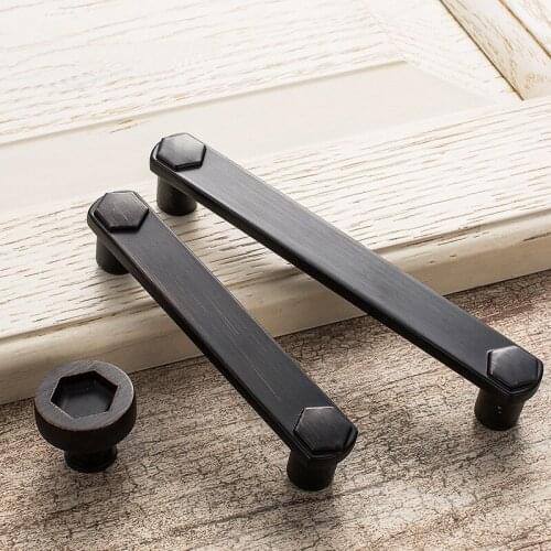 Vintage Zinc Alloy Black/Coffee Door Handles For Kitchen Cabinet Wardrobe Kitchen Bathroom Knob Furniture Handle