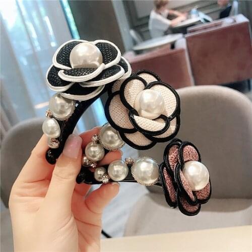 Hair Clip Hairpin For Women Girl Camellia Flower Floral Pearl Fabric Korean Handmade Fashion Head Accessories Mujer Wholesale