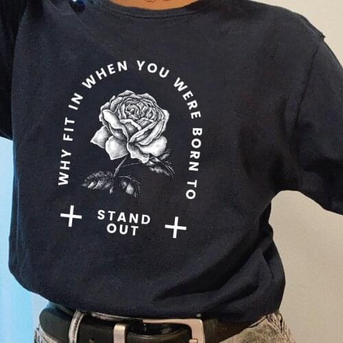 Gothic Vintage cartoon letter Summer ins women punk short sleeve casual Rose flower print tops hip hop Chic Harajuku T-shirt