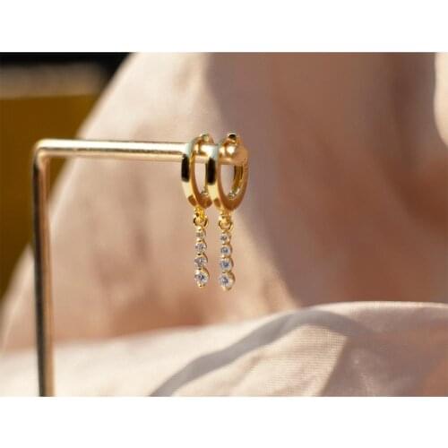 925 Sterling Silver Earring Fashionable Zircon Long Strip Tassel Short Drop Earring Trend Cute Sweet Girl Woman Silver Ear Jewel