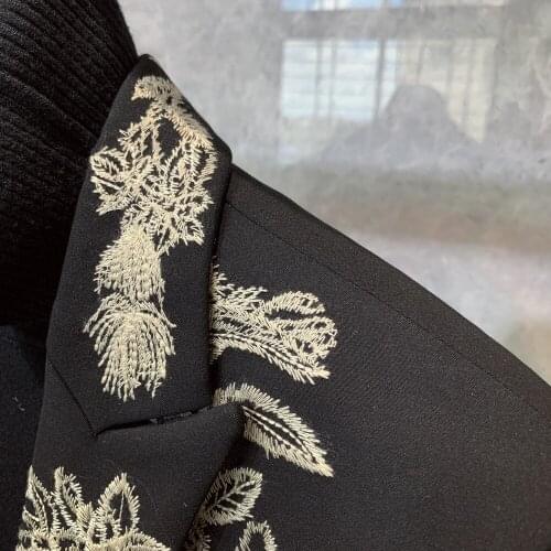 Coat Women/Men Autumn Blazers New Womens Jacket Luxury Flower Embroidery Female Black Suit collar Jackets Outerwear