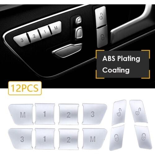 12Pcs Car Door Seat Memory Lock Buttons Covers Stickers for Mercedes Benz CLA/GLA/GLK/GLE/CLS/GL/ML/A/B/E