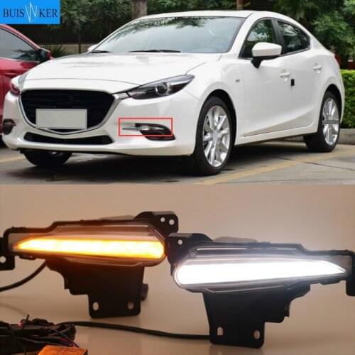 2pcs DRL for Mazda 3 axela 2017 2018 12V LED car DRL Driving daytime running lights fog lamp with turn Signal style Relay