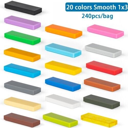 Aquaryta 240 pcs Building Blocks Brick Parts Smooth 1x3 63864 Classic Building Block Toys Bulk for Children Compatible with Logo