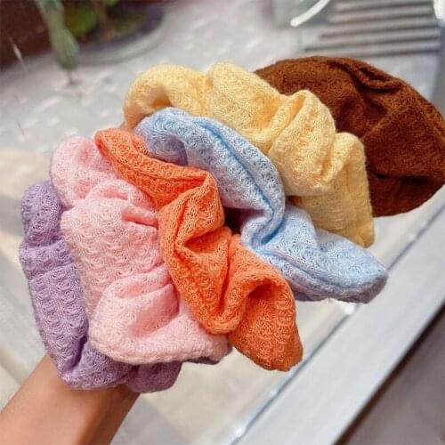 3PCS Soild Colors Good Quality Scrunchies Girl Weave Elastic Band Ponytail Holder Hair Scrunchies Women Headwear Accessories