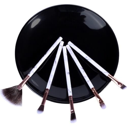 5pcs Silicone Face Set Of Makeup Brushes Travel Rose Stippling Marble Small Soft Blending Eyelash Fan Brush