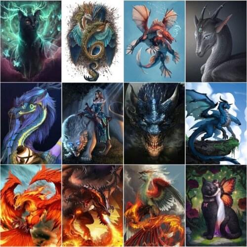 Diamond Painting Kits for Adults Pterodactyl Rhinestones Embroidery Cross Stitch Fantasy Animals Mosaic Art for Home Decoration