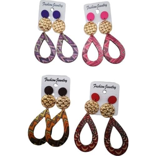 Free shipping! Gold color Hoop Wooden Earrings can mixed colors