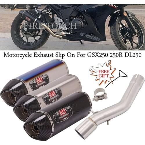 For SUZUKI GSX250 250R DL250 Motorcycle Exhaust Modified YOSHIMURA DB Killer 51mm Muffler Stainless Steel Middle Link Pipe