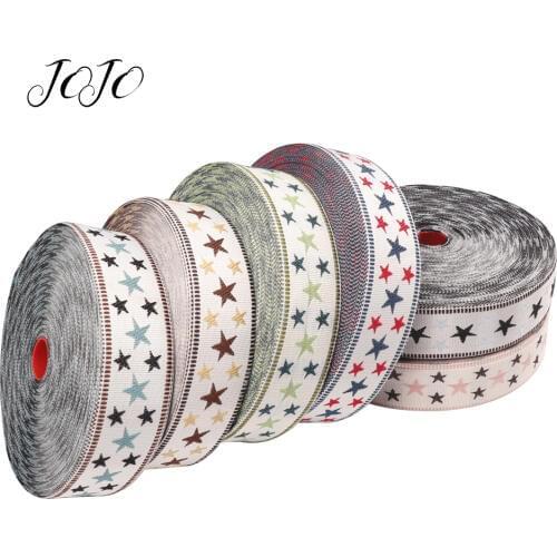 JOJO BOWS 35mm 5y Embroidery Ribbon For Craft Star Tape For Needlework DIY Hairbow Accessories Party Decoration Apparel Material