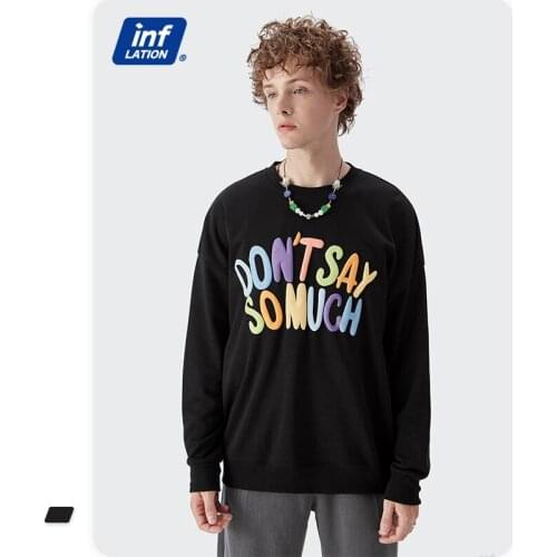 INFLATION Black Oversized Sweatshirt Women 2021 Fashion New Casual Mens Cool Sweatshirts Streetwear Hip Hop Pullovers Unisex