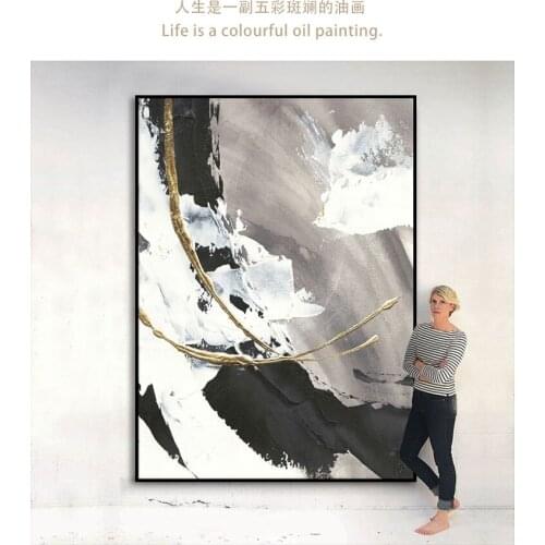 Paintings Hand painted Modern black and white Abstract canvas Oil Paintings home Decoration Abstract Oil Painting wall picture L