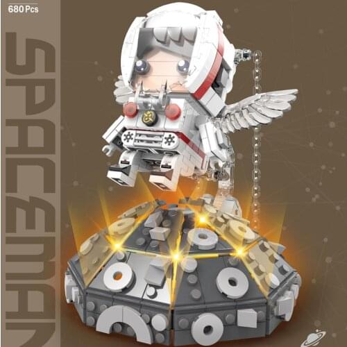 Create space exploration building block Counter gravity balanced suspension astronaut figures bricks educational toys with light