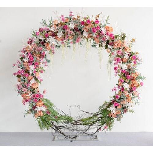 Round Arch Wedding Flower backdrop Wedding Centerpiece for background Decoration Stage backdrop inclduing flowers+frame
