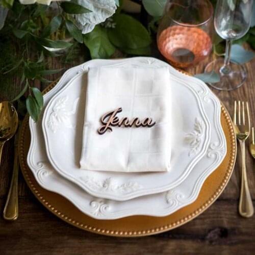 Laser Cut Names wood wedding signs personalised laser cut names Wedding table place Guest names Place Cards