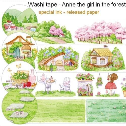Washi Tape Cute Girl In Forest Sticker Scrapbooks Washitape Planner Bullet Journal Bujolove Decorative Masking Tapes