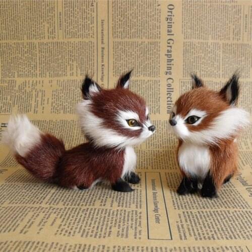 Cute Simulation Fox Toy Mini Squatting Fox Model Home Decoration Wedding Birthday Gift Stuffed Plush Toys Photography Props
