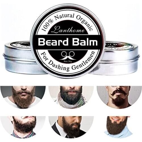 Men Beard Growth Oil Kit Soften Hair Growth Nourishing Enhancer Beard Wax Balm Moustache Oil Leave-In Conditioner TSLM1