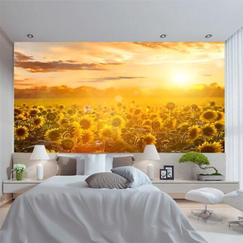 Custom Mural 3d Wallpaper Beautiful Scenery Picturesque Prairie Sunflower Room Painting For Walls Bedroom Home Decoration