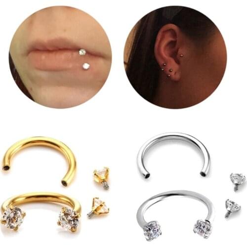 Stainless Steel Horseshoe Rod Nose Ring Human Body Puncture U-shaped Double-head Zircon Horseshoe Rod U Nose Nail