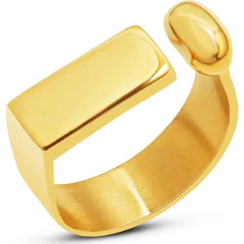 New Design Opening Ring for Women Charm Metal Finger Ring Gold Color Stainless Steel Jewelry Geometric Bagues Pour Femme Gift