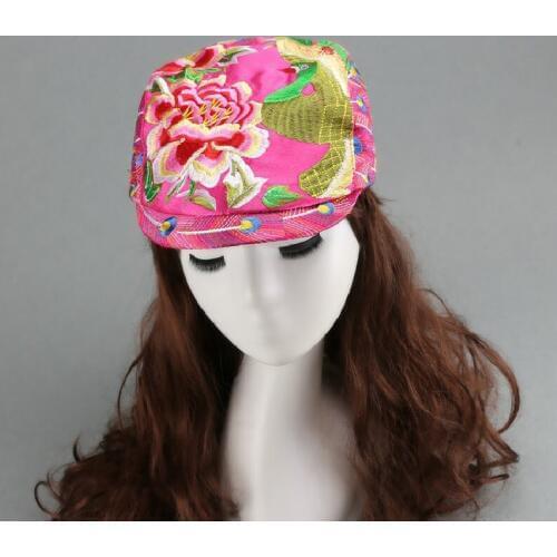 New Handmade Embroidered Caps For Men And Women Spring And Summer Ethnic Style EmbroiDered Satin EmbroiDered Hat
