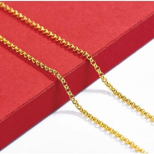 XP Jewelry -- ( 45 cm x 2mm ) O-chain Necklace for Women 24 k Pure Gold Color Hot Buy Embroidery Jewelry Fashion Nickel Free
