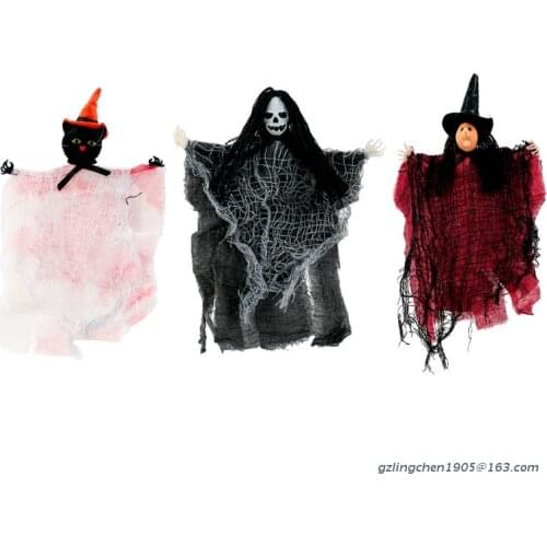 P8DE Halloween Hanging Skeleton Ghost Decorations Scary Witch for Indoor Outdoor Bar Garden Party Patio Background Decor