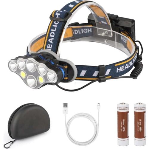 Rechargeable Headlamp Flashlight Waterproof LED Head Torch Head Light with Red Light for Camping Fishing, Car Repair, Outdoor