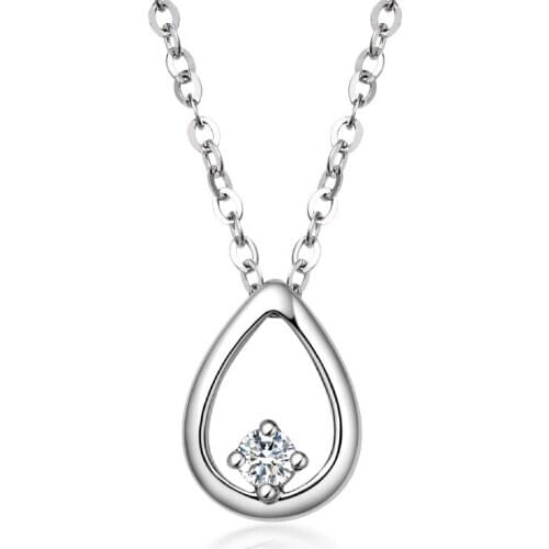 18K Au750 White Gold Women Pendants Necklaces Water Drop Wedding Anniversary Party Moissanite Diamond Pendants Necklaces