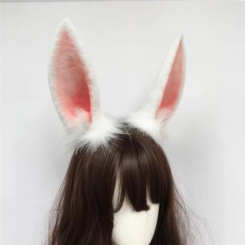 Handmade Rabbit Ears Cute Simulation Animal Ears Lolita KC Furry Beast Ear Headband Cosplay Party Halloween Hairband Hairpin