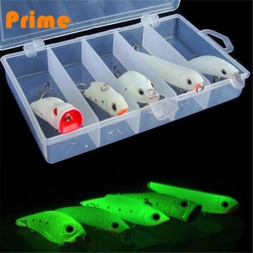 5PCS Fishing hard lures Luminous VIB MINNOW crankbait pencil Poper wobbler lures assorted in 1 box terminal tackle rod reel