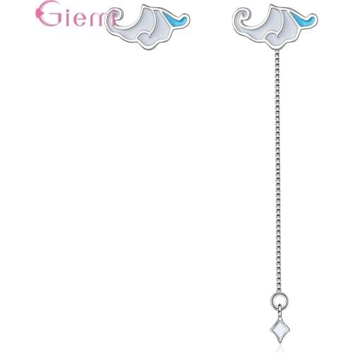 Long Tassel Dangle Earring For Women Genuine 925 Sterling Silver Cloud Pattern Drop Earring Original Fine Jewelry Sweet Style