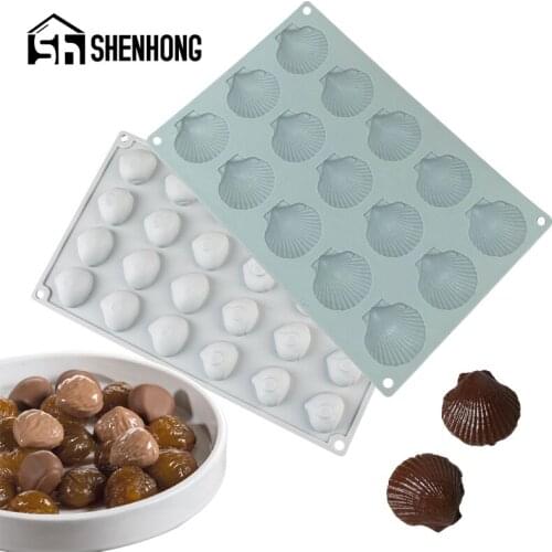 SHENHONG Chestnut and Shell Design Chocolate Mould Silicone Cake Molds Baking Tools Ice Cube Tray Dessert Placing Decoration