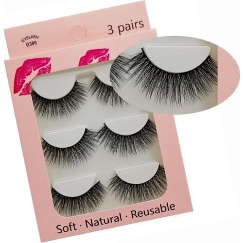 SHIDISHANGPIN 3 pairs faux mink lashes natural long false eyelashes eye makeup tool hair mink eyelashes extension fake lash
