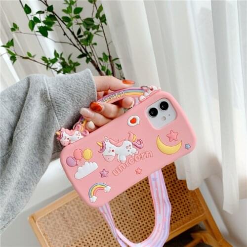 Silicone Phone Case For Iphone 12 11 Pro Max XS Max XR X 6 7 8 Plus SE 2020 Case Cute Unicorn Soft Cover