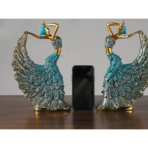 Dancer Figurines Peacock Abstract Art Ornament Statue Resin Sculpture Model Home Office Decoartion Craft Desktop Decor