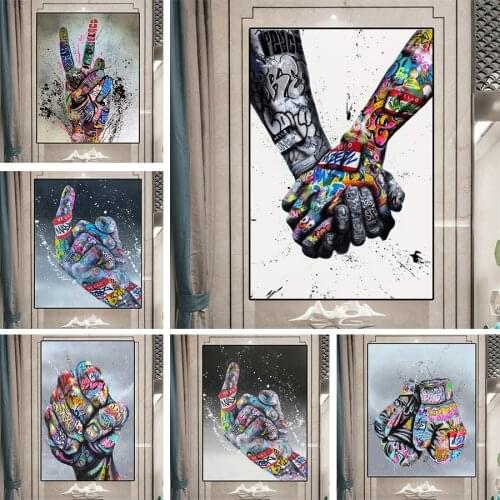 Street Graffiti Art Hands Canvas Painting Wall Art Posters and Prints Inspiration Artwork Picture for Living Room Home Decor